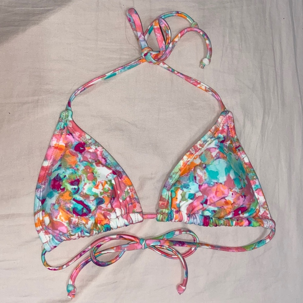 pink tie-dye triangle bikini top